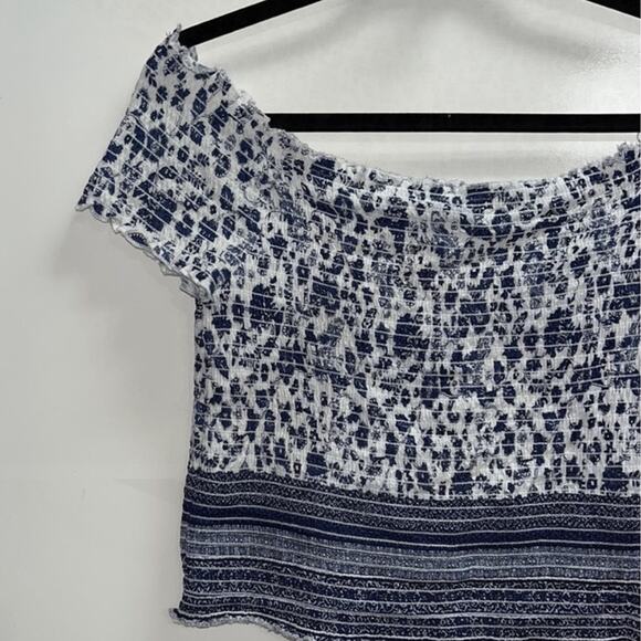 PacSun Lottie Moss smocked crop top size Large blue and white - Picture 5 of 9